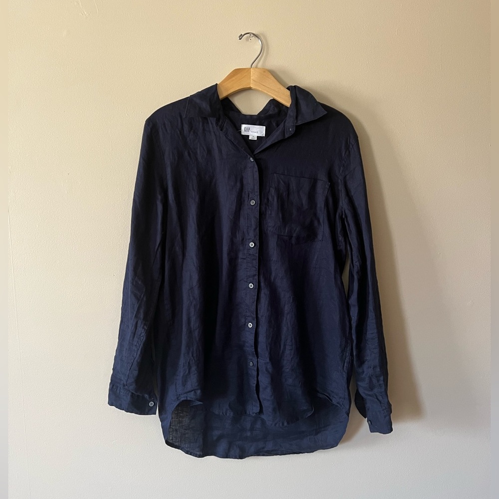 Gap Navy Blue Linen Tunic Size Small